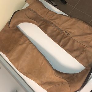 Over the knee tan suede boots